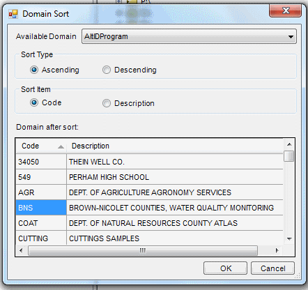 Domain Sorter Dialog